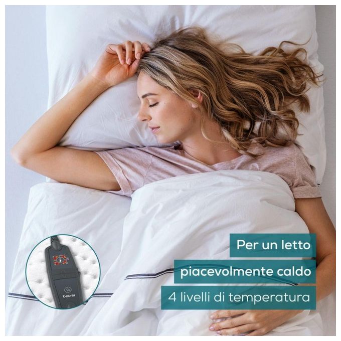 Beurer UB 60 Green Planet Scaldaletto Coprimaterasso Termico Singolo 150x80 cm 60 W 4 Livelli di Temperatura Lavabile colore Bianco