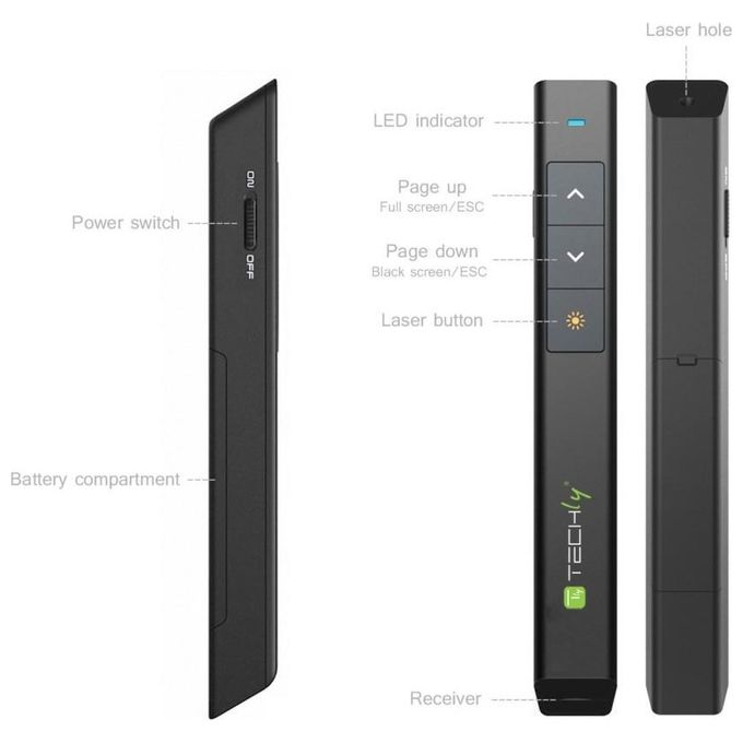 Techly Puntatore Laser Wireless per Presentazioni