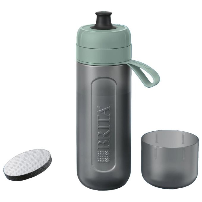 Brita 1052249 Fill and Go Active Borraccia Filtrante 600 ml 2 Filtri MicroDisc senza BPA colore Verde Scuro