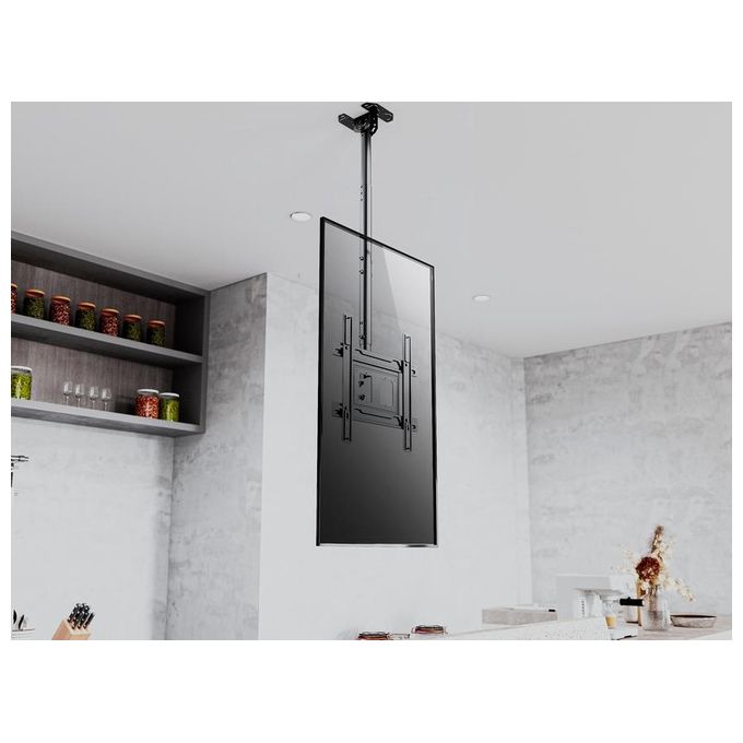 Equip 650321 Staffa TV da 32'' a 70'' per Montaggio a Soffitto Inclinazione 5 - 25° Rotazione ±30° VESA 100x100 - 400x400 mm colore Nero
