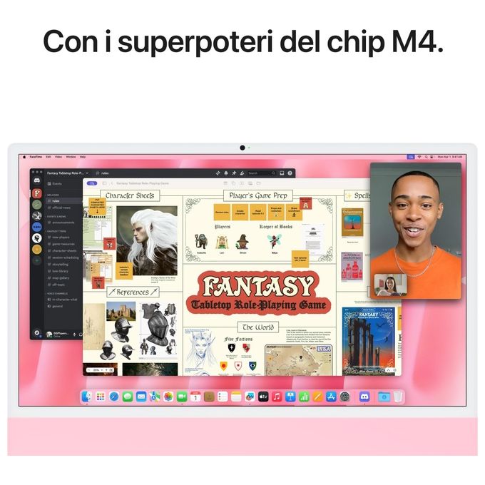 Apple MWV53T-A iMac PC All-in-one Display Retina 4.5K Chip M4 CPU 10-core GPU 10-core 16GB 512GB SSD colore Rosa
