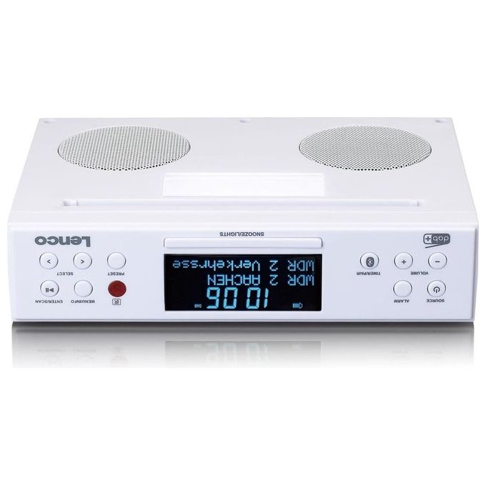 Lenco KCR-190 Radio da Cucina DAB+ FM Bluetooth 5.2 Display LCD 3.3'' 2 Sveglie Telecomando colore Bianco