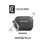 Cellular Line Bounce per AirPods Pro 2 Custodia per AirPods in silicone soft-touch con gancio Nero