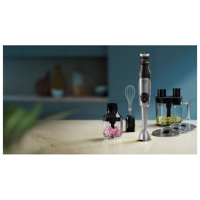 Philips HR2685-00 Serie 5000 Frullatore a Immersione 1200W ProMix con Robot da Cucina 1.7L Tritatutto 0.5L e Frullino colore Nero