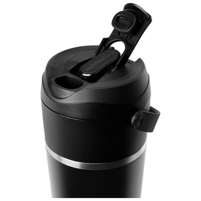 NutriBullet NBP016B Flip Frullatore Portatile Tazza Isolante 590 ml Ricarica USB-C Acciaio Inox colore Nero