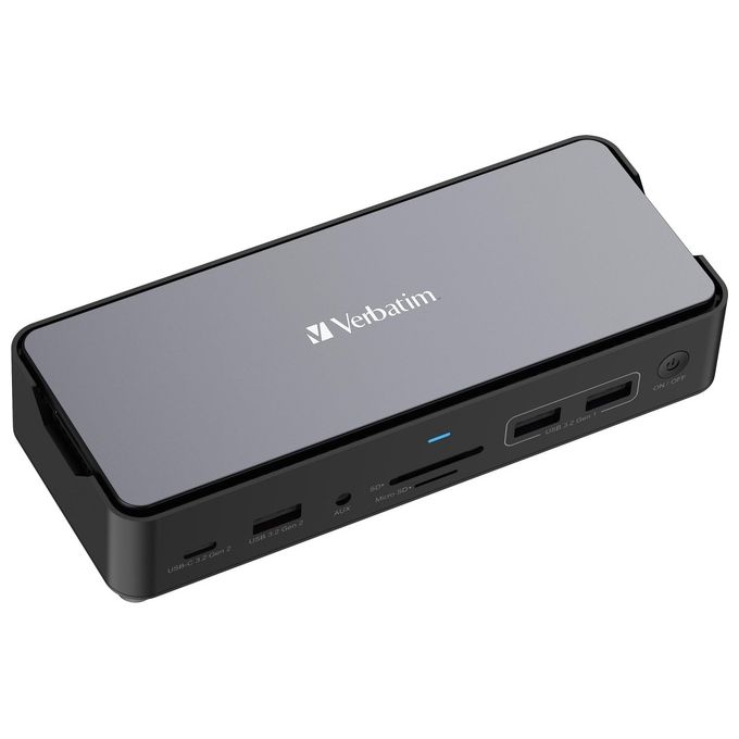 Verbatim CDS-15SSD USB-C Pro Docking Station 15 Porte SSD 256 GB 8K Ultra HD Power Delivery 100W colore Nero Grigio