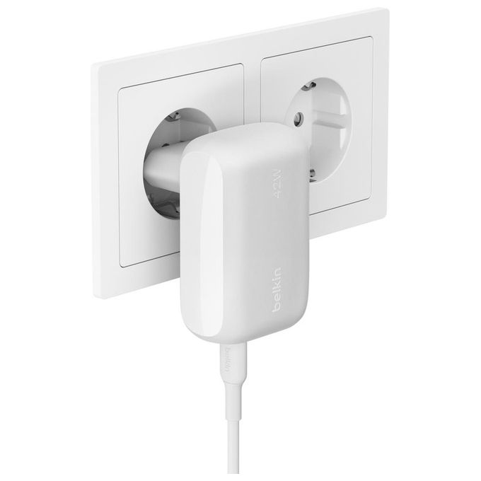 Belkin BoostCharge Doppio Caricatore Usb da Parete da 42W Bianco