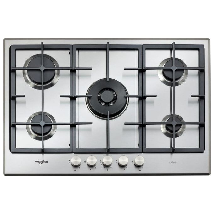Whirlpool GMR 7522-IXL Piano Cottura a Gas 5 Zone iXelium Griglie in Ghisa 73 cm Acciaio Inox