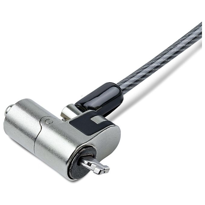 StarTech.com NANOK-LAPTOP-LOCK Cavo di Sicurezza per Laptop con Nano Slot 2 m Chiave Antifurto Rotazione 360° colore Nero Argento