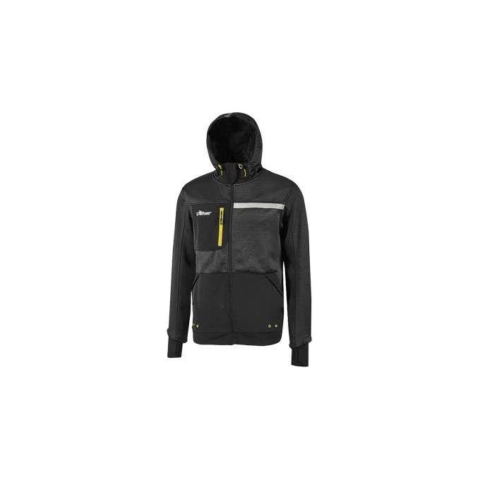 U-Power WFU275BC Galaxy Felpa Full Zip con Cappuccio Polsini Antivento Dettagli Riflettenti colore Black Carbon