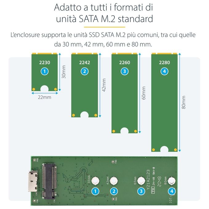 StarTech Box Alloggio USB 3.0 esterno per SSD SATA M.2 Convertitore NGFF di unitÃ  SSD con UASP