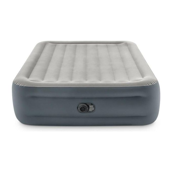 Intex 64126ND Dura-Beam Essential Rest Materasso Gonfiabile Matrimoniale 152x203x46 cm Pompa Elettrica Integrata Fiber-Tech 272 Kg colore Grigio