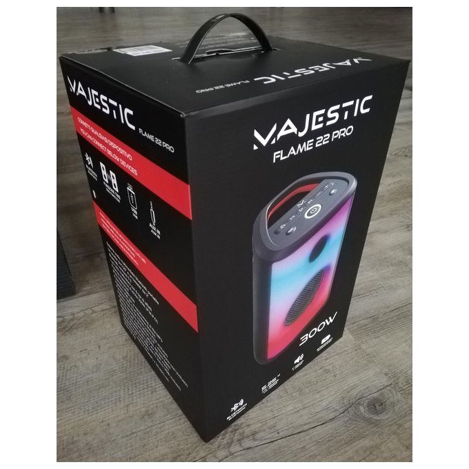 New Majestic 116322 BK FLAME 22 PRO Altoparlante Bluetooth 5.3 Potenza 30 W RMS USB Type-C IPX5 colore Nero