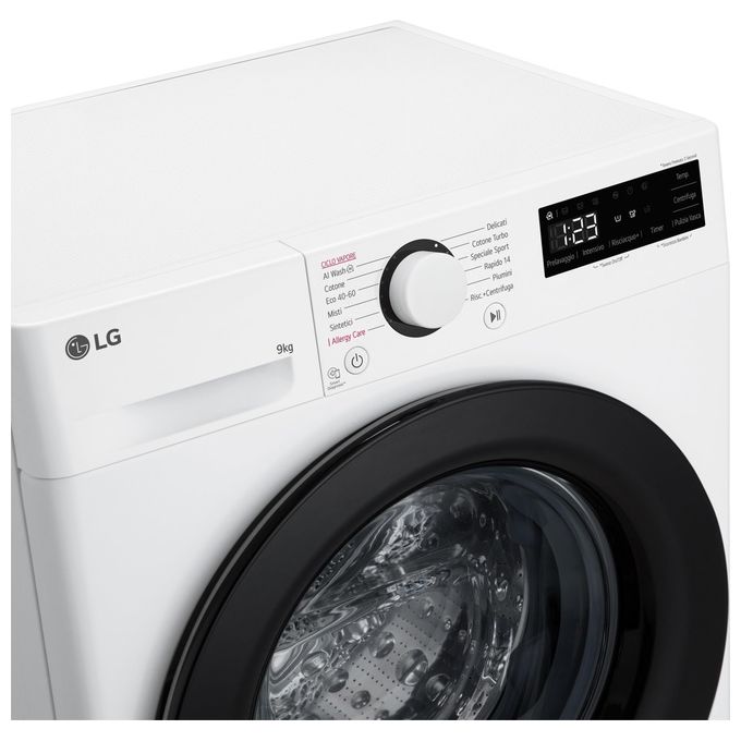 LG F2R3S09NSWB Lavatrice 9Kg AI DD Classe Energetica A-10% 1200 Giri Vapore AI Wash