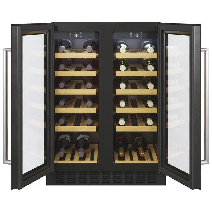 Candy CCVB 60D-1 DiVino – Cantinetta Vino da Incasso 38 bottiglie, 2 zone, Classe G, 39 dB, ripiani legno, colore Nero