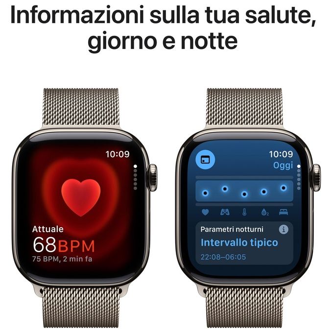 Apple MWXF3QL-A Watch Serie 10 GPS + Cellular 42mm Cassa in Titanio con Loop in maglia milanese colore Titanio