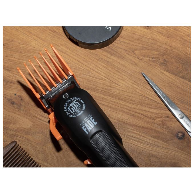Ga.ma SMB5523 GBS Absolute Fade Tagliacapelli Professionale Cord Cordless Motore Magnetico 5300 rpm 120 min autonomia 8 pettini colore Nero Arancione