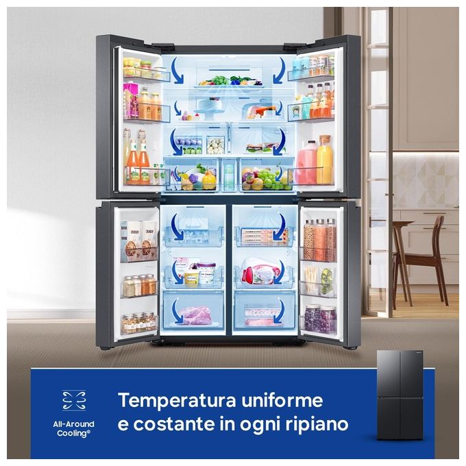 Samsung RF59C70TEB1ES Frigorifero 4 Porte 649 L 177,9 cm Classe E 36 dB WiFi Total No Frost All Around Cooling Twist Ice Maker (91,2x177,9x72,3 cm) colore Antracite