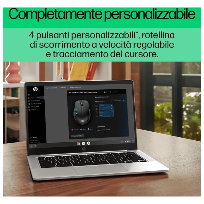 HP 3B4Q2AA 430 Mouse Wireless Multi-Dispositivo Bluetooth 5.2 e Dongle USB-A 1200 DPI 5 Pulsanti Batteria 24 Mesi colore Nero