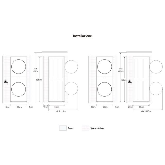 LG WT1210BBF WashTower Colonna Bucato 12-10 Kg 1400 rpm Classe A AI DD Pompa di Calore Wi-Fi (165,5x60x66 cm) colore Nero