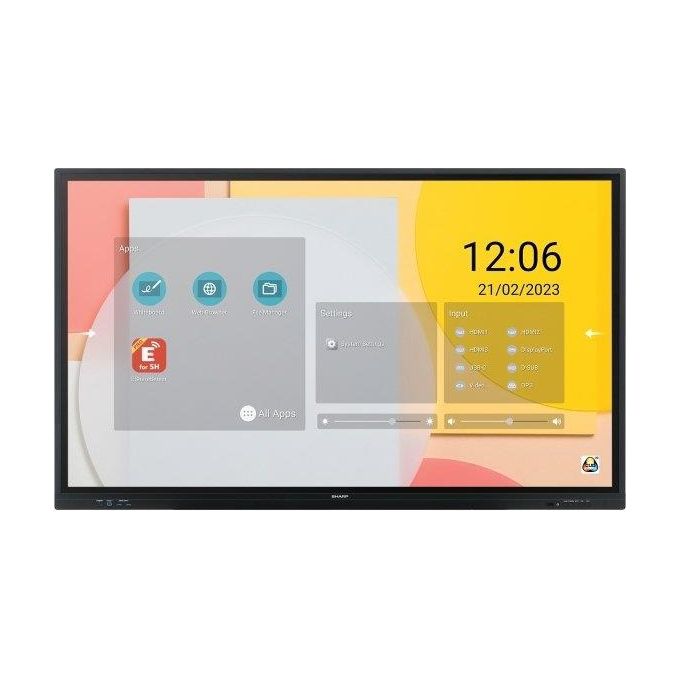 Sharp PN-LC752 – Display Interattivo per Segnaletica Digitale 75'', 4K Ultra HD, Touch IR 20pt, Android 11, Wi-Fi, 450 cd-m², colore Nero