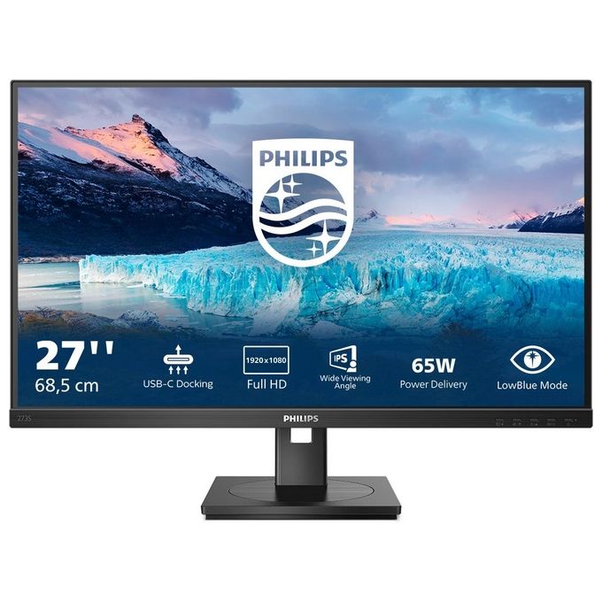 Philips 273S1-00 S Line Monitor PC 27'' IPS Full HD 1920x1080 75Hz USB-C Hub Altoparlanti Integrati VESA 100x100 colore Nero