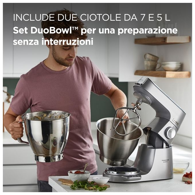 Kenwood Impastatrice Planetaria Titanium Chef Baker XL 7L 1200W con Bilancia