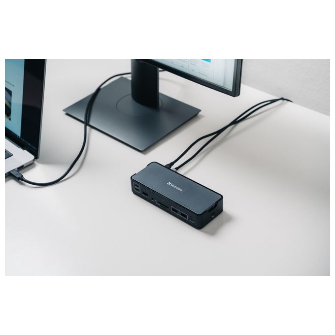 Verbatim 32171 CDS-15 Docking Station Pro USB-C 15 Porte HDMI 8K DisplayPort 1.4 Power Delivery 100W colore Nero Grigio