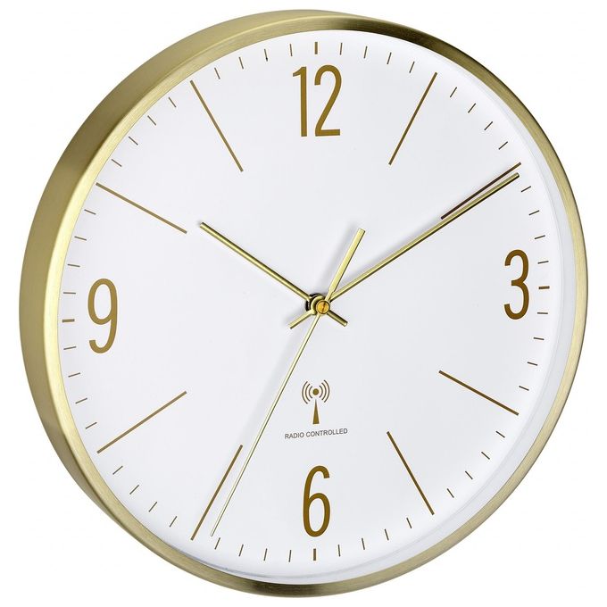 TFA-Dostmann 60.3534.53 Orologio da Parete Analogico Radiocontrollato DCF77 Movimento Silenzioso Cambio Automatico Ora Legale colore Oro