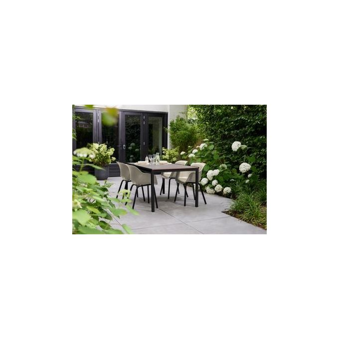 Keter 260567 Porto Tavolo da Esterno 6 Persone Piano Effetto Legno Frassino Deco Coat 159x95x75 cm colore Grafite