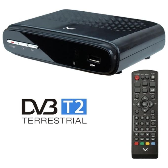 Majestic 100675 BK DEC 675 HD USB Decoder Digitale Terrestre DVB-T2 HD HEVC HDMI SCART USB 2.0 Display Integrato colore Nero