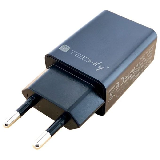 Techly Caricatore Alimentatore Usb-A da Muro 5V 2.4a per Smartphone o Tablet