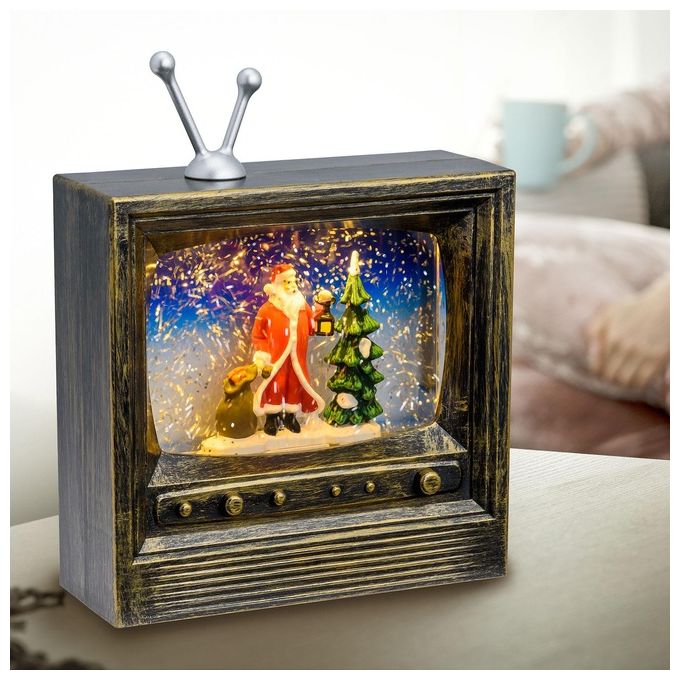 Lotti Decoro Luminoso Tv Brunita con Acqua Glitter Led Marrone