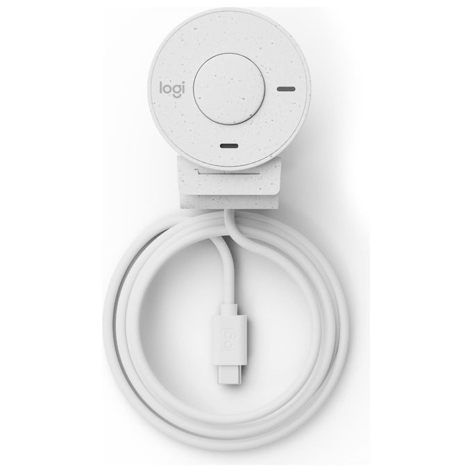 Logitech 960-001442 Brio 300 Webcam Full HD 1080p USB-C con Microfono Riduzione Rumore Copriobiettivo Privacy Certificata per Zoom Microsoft Teams Google Meet colore Bianco