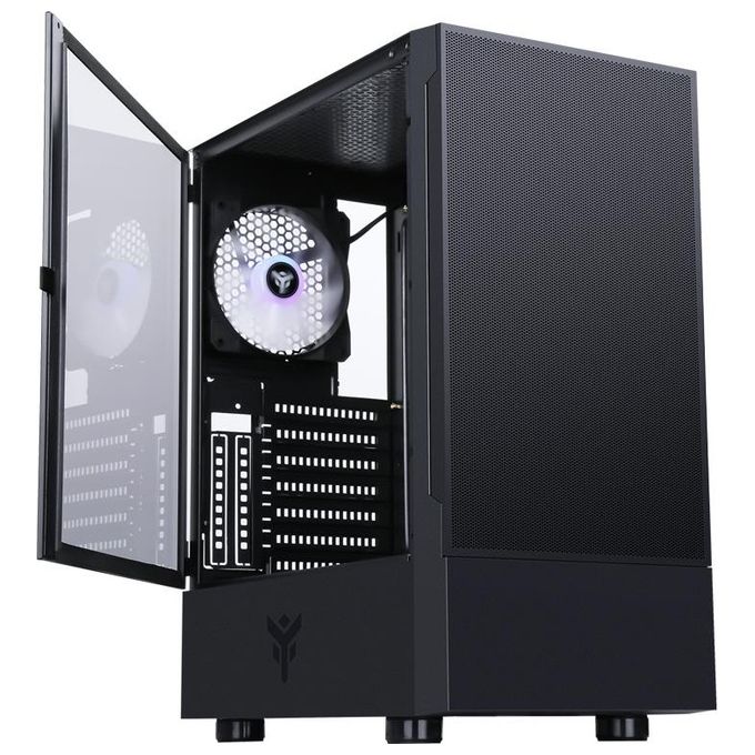 Itek ITGCASIB30 SIISBE 3.0 PC Case Gaming Midi Tower ATX 3x120mm Ventole ARGB USB3 Vetro Temperato con Cerniera colore Nero