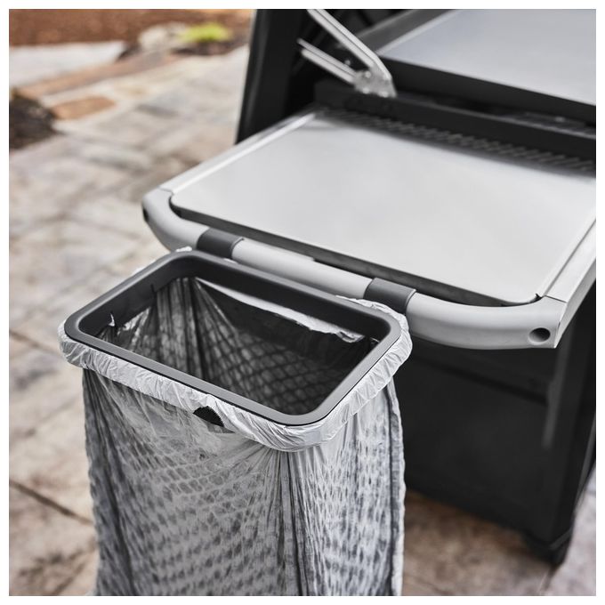 Weber 3400106 Works Kit Organizer Agganciabile per Barbecue con Porta Tovaglioli Porta Sacchetto e 4 Ganci per Utensili colore Nero