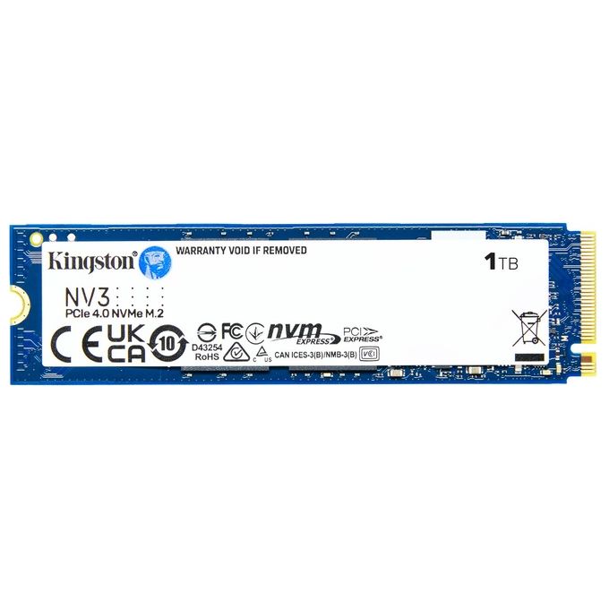 Kingston Technology SNV3S-1000G NV3 SSD M.2 2280 NVMe 1 TB PCIe 4.0 Velocita' Lettura 6000 MB-s Scrittura 4000 MB-s colore Nero