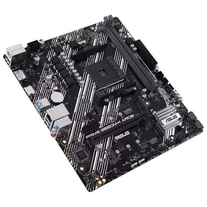 Asus 90MB1GC0-M0EAY0 Prime B550M-K ARGB Scheda Madre mATX Socket AM4 Chipset B550 Dual M.2 PCIe 4.0 DDR4 64GB USB 3.2 HDMI DisplayPort