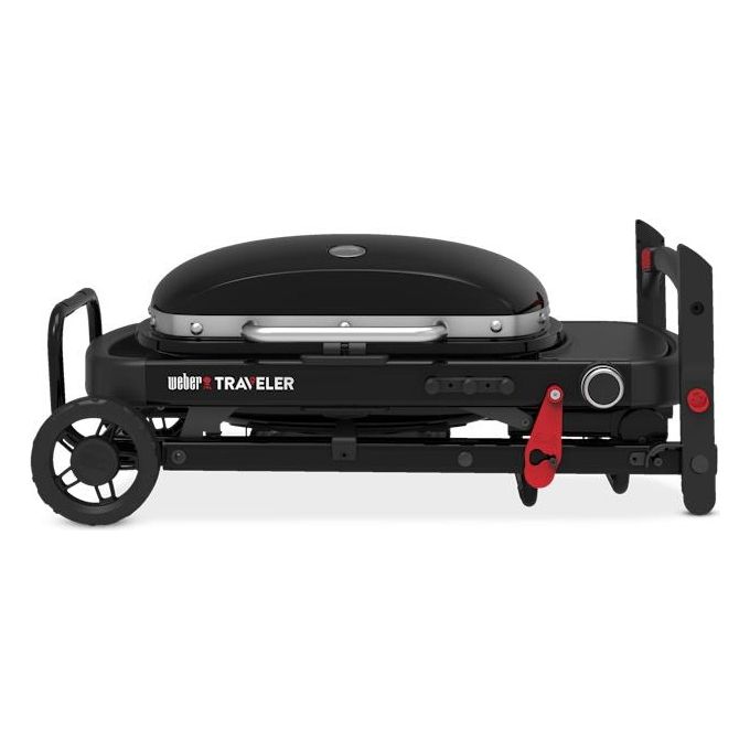 Weber 1500557 Traveler Compact Barbecue a Gas 1 Bruciatore 3,5 kW Griglia 52x36 cm per 4 Persone colore Nero