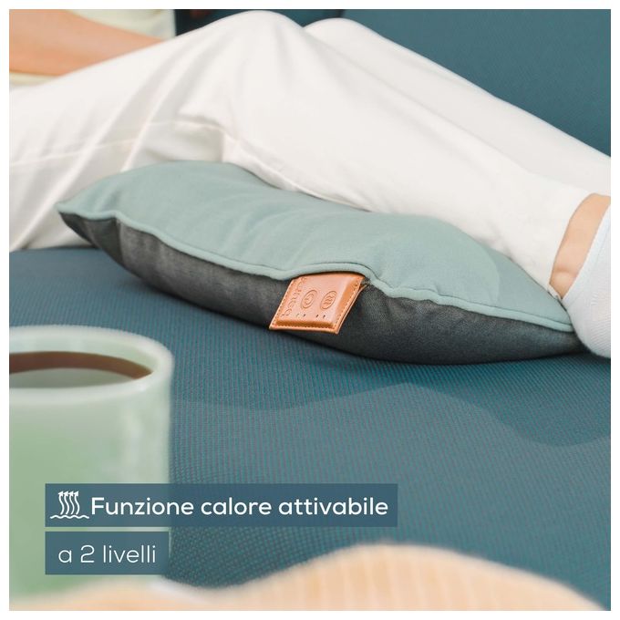 Beurer MG 139 Cuscino massaggiante Shiatsu a batteria 4 testine funzione calore 2 livelli autonomia 2h rivestimento lavabile colore Menta