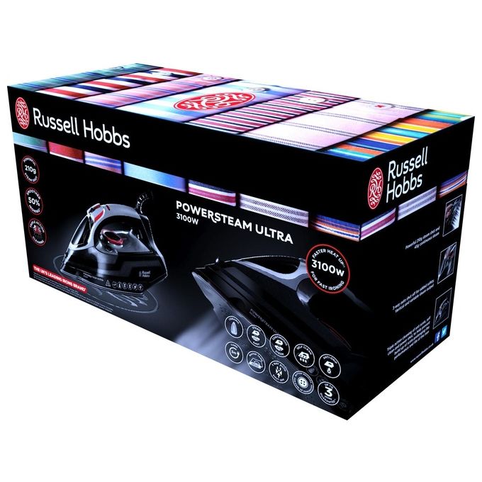 Russell Hobbs 20630-56 Ferro da Stiro a Vapore Piastra Ceramica 3100 W Vapore Continuo 45 g-min Getto 210 g-min colore Nero Grigio