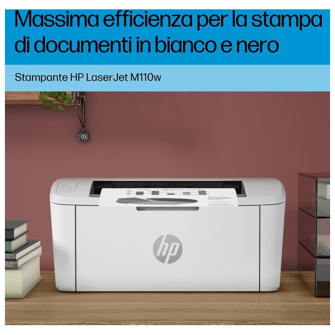 HP 7MD66F#B19 LaserJet M110w Stampante Laser A4 Monocromatica 20 ppm 600x600 DPI Wi-Fi Wi-Fi Direct USB colore Bianco