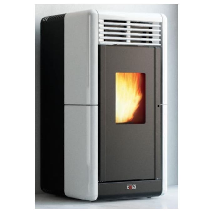 Cola Stufa a Pellet Calla Canalizzabile Ventilata Top e Frontalino in Maiolica Bianco