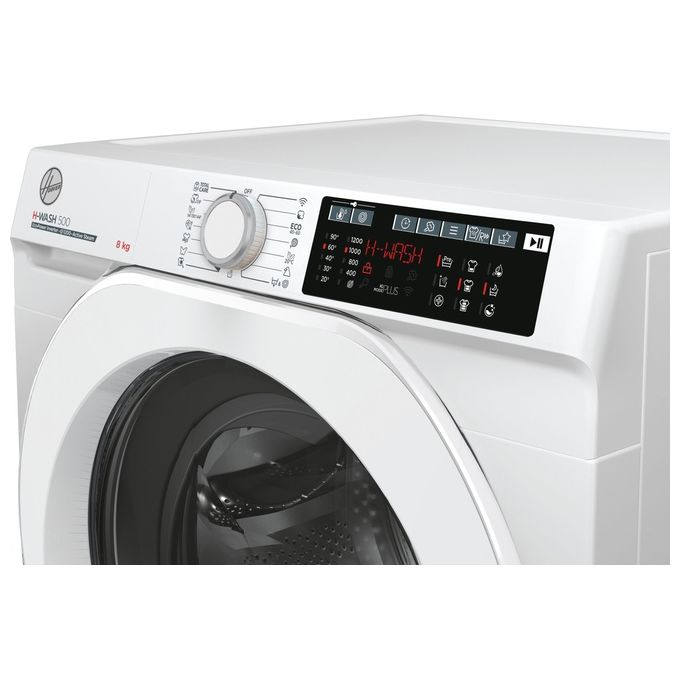 Hoover H-WASH 500 HW 28AM-1-S - Lavatrice a Carica Frontale 8 kg, 1400 rpm, Classe Energetica A, Motore Eco-Power Inverter con Funzioni Smart e Igiene Plus (85×60×53 cm), Colore Bianco