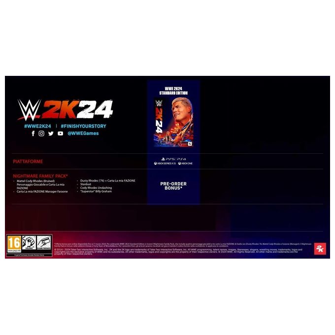 2K SWP50894 WWE 2K24 Videogioco Standard ITA PlayStation 5 PEGI 16 Multiplayer