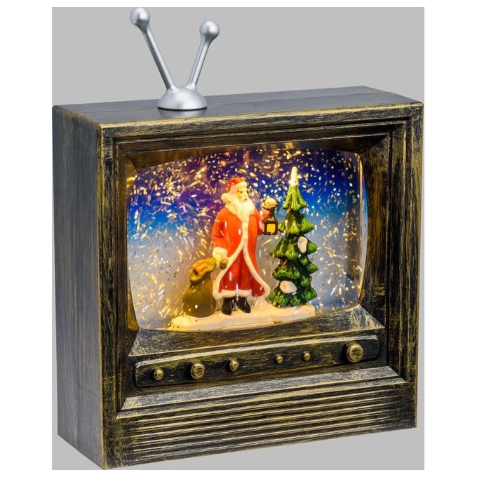 Lotti Decoro Luminoso Tv Brunita con Acqua Glitter Led Marrone