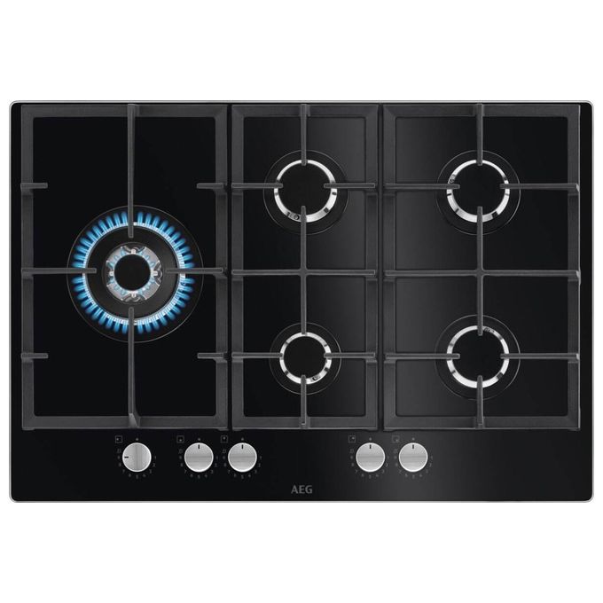 AEG HKB75820NB Serie 6000 Piano cottura Gas su Vetro 75 cm 5 fuochi StepPower Speed Burner colore Nero