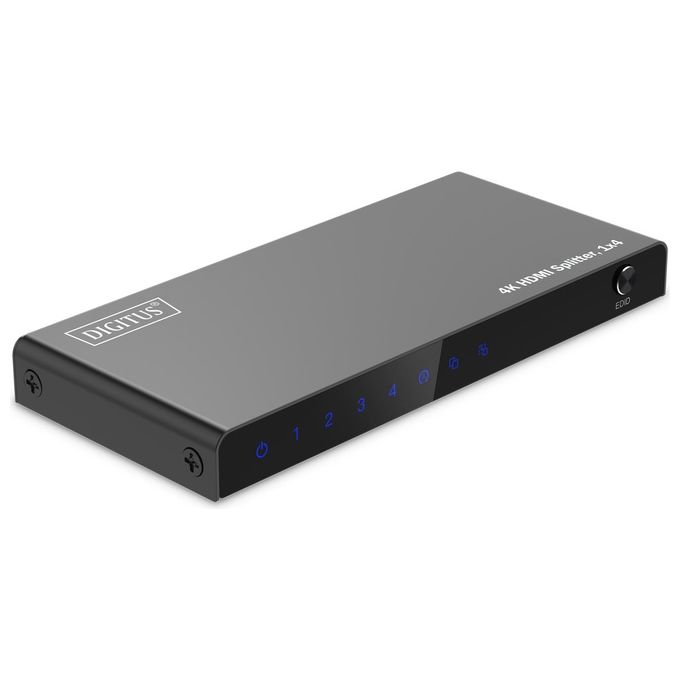 Digitus DS-55337 Splitter HDMI 4K 1x4 UHD 60Hz 18 Gbps HDR HDCP 2.2 EDID Management colore Nero