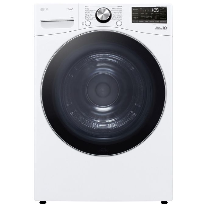 LG RH18U8AVCW Asciugatrice Pompa di Calore 18 Kg Classe D DUAL Inverter Direct Drive AI Dry Wi-Fi (99x77x82 cm) colore Bianco