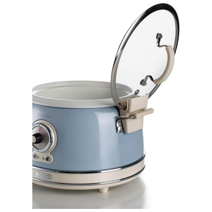 Ariete 2904 Vintage Cuociriso Elettrico e Slow Cooker 3,5 L 700W 5 funzioni ciotola in ceramica colore Celeste